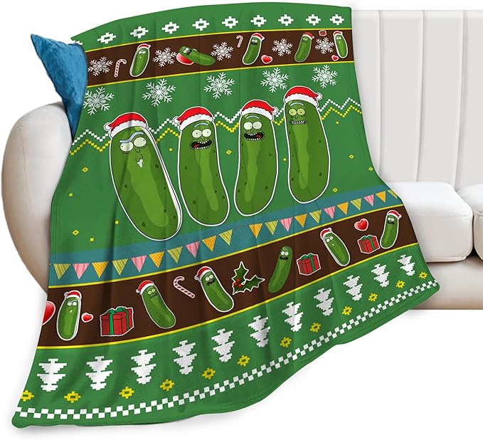 Pickle Blanket Funny Pickles Lovers Gift for Girls Boys Men Women Flannel Fleece Christmas Throw Blanket Cozy Plush Ultra Soft Fuzzy Party Blankets for Bed Couch Sofa 80"X60"