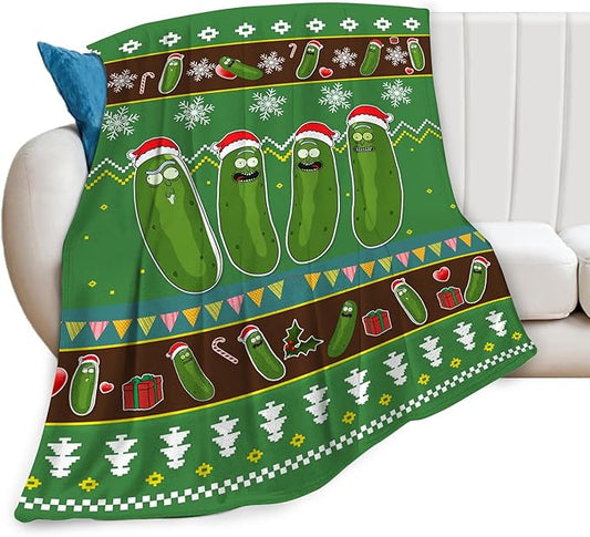 Pickle Blanket Funny Pickles Lovers Gift for Girls Boys Men Women Flannel Fleece Christmas Throw Blanket Cozy Plush Ultra Soft Fuzzy Party Blankets for Bed Couch Sofa 80"X60"