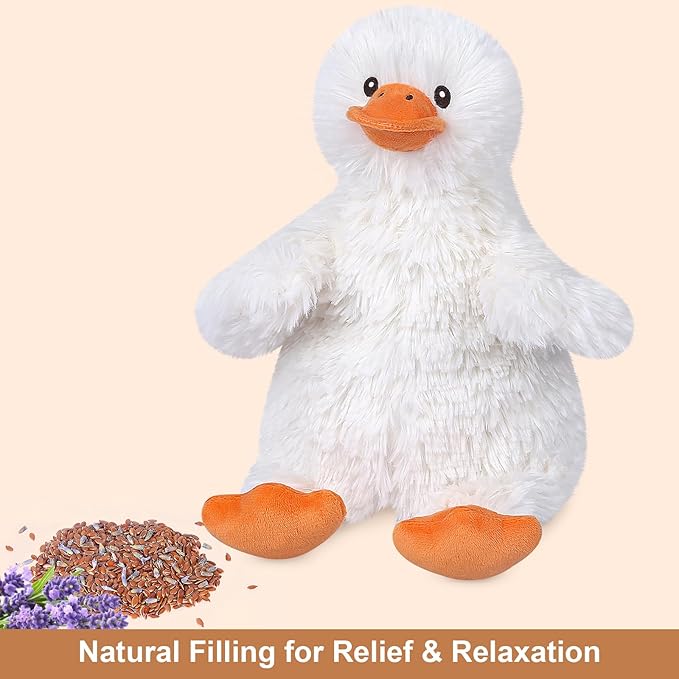 Coolable & Heatable Duck Stuffed Animals, Microwavable Stuffed Animal for Heat Therapy & Stress Relief, Cuddly Warm Duck Plush Toy Heating Pad, Cute Duckling Gifts for Women & Kids