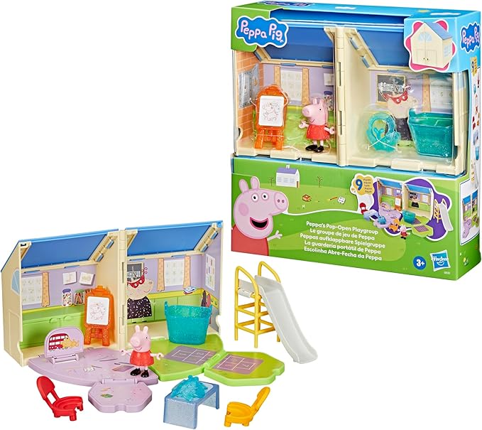 Peppa Pig Peppa's Pop-Open Playgroup Playset with Figure, Preschool Toys for Girls and Boys, Kids, Ages 3+