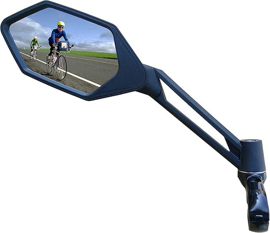 MEACHOW New Scratch Resistant Glass Lens,Handlebar Bike Mirror, Adjustable Safe Rearview Mirror, Bicycle Mirror (Silver Left Side) ME-005LS
