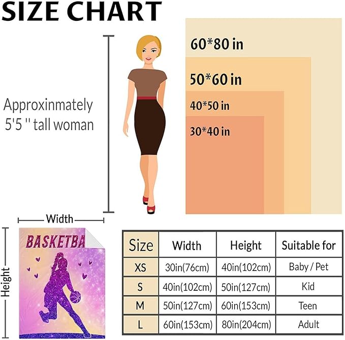 Basketball Blanket Gifts for Girls- 40x50 Inches Sport Throw Blanket for Babies Kids Teens- Pink Soft Fuzzy Nap Blankets for Couch Sofa Bed- Basketball Lovers Gifts