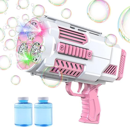 Upgraded Bubble Machine Gun - Auto Bubble Blower, 8000+ Bubbles Per Minute for Kids & Adults Indoor/Outdoor Party Halloween Toys- Pink