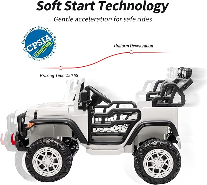 2 Seater Ride on Electric Car, 12V Ride on Toy Car for Kids 4-8 w/Remote Control, EVA Tires - White