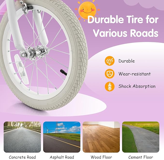 HONEY JOY Kids Bike, 12 14 16 18 20 Inch Toddler Bikes w/Training Wheels, Handbrake & Coaster Brake, Fully Enclosed Chain, Adjustable Handlebar & Seat, Kids Bicycle w/Basket, Girls Boys Bike 3-8