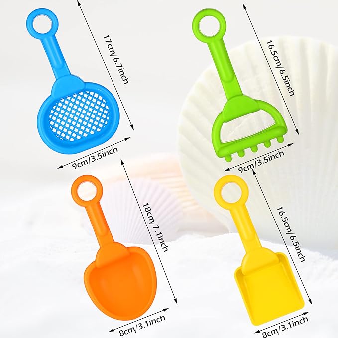 Skylety 8 Pieces Kids Beach Sand Shovels Colorful Plastic Rake Sand Sifter Toy Shovel for Teens Garden Summer Beach Toys(Fresh Style)