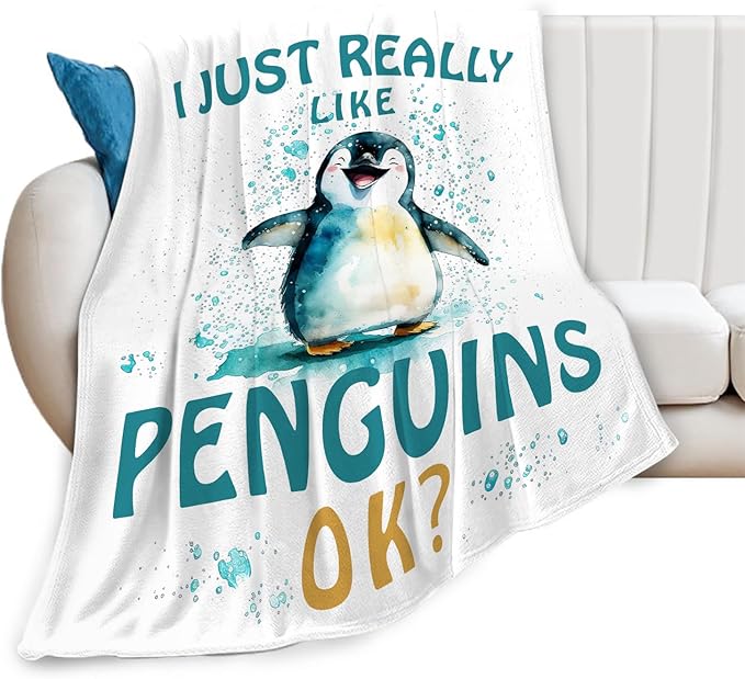 Penguin Blanket Cute Penguin Throw Blanket Gifts for Kids Girls Boys Adults Women Men Super Soft Cozy Plush Fluffy Fuzzy Fleece Blanket Decor 40''X50''