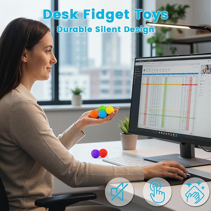 LovesTown 6PCS Silicone Magnetic Fidget Balls, Quiet Fidget Toys Stress Balls for Adults Teens Office School Birthday Gift (Colorful)