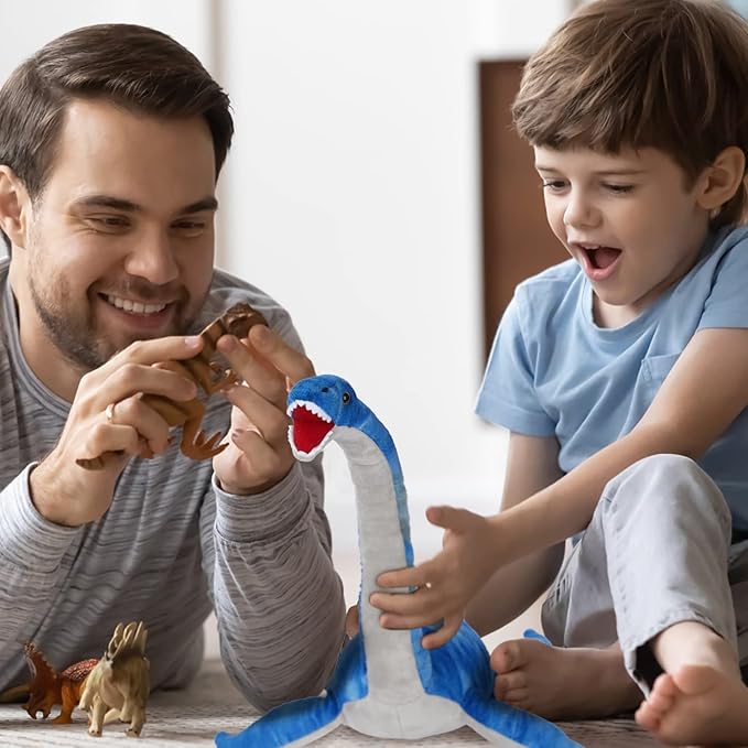 Plesiosaurus Plush Toy, Dinosaur Stuffed Animal Throw Plushie Pillow Doll, Soft Blue Fluffy Friend Hugging Cushion - Present for Every Age & Occasion