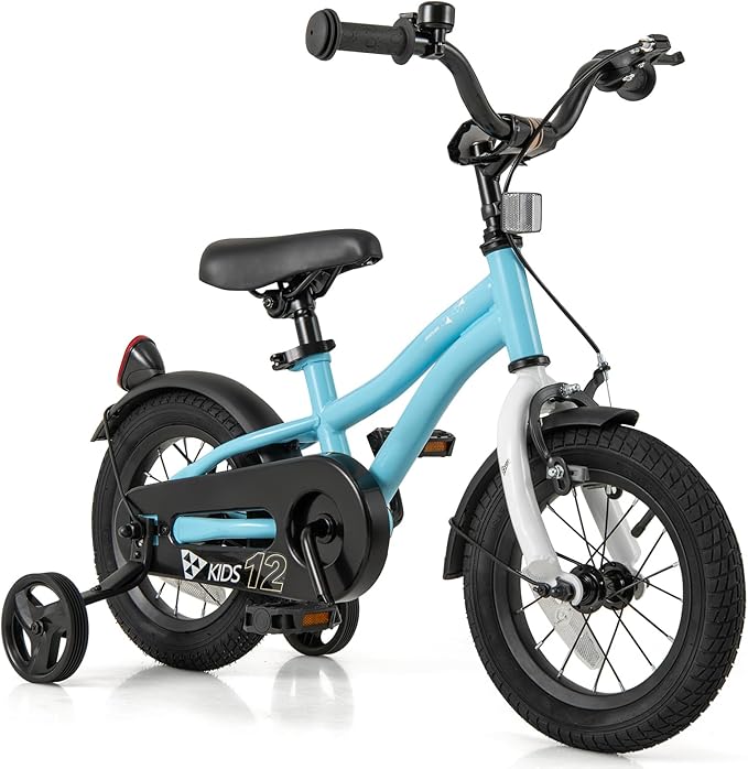 BABY JOY Kids Bike, 12 14 16 18 Inches Sporty Bicycle with Training Wheels, Adjustable Seat, Handbrake & Coaster Brake, Reflectors, Girls Boys Bike for 3-8 Years Old Children