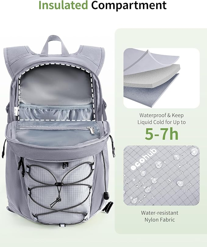 ECOHUB Hydration Backpack for Men Women, 20L Lightweight Hiking Daypack Cycling Backpack with 2L Water Bladder, Insulated Hydration Pack with Waist Pack