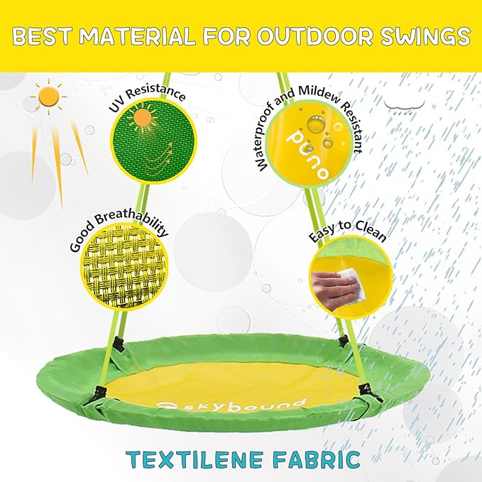 SkyBound Tree Swing Saucer Swing - 600LB Weight Capacity - Outdoor Swing with Hanging Straps - Waterproof Tree Swings for Kids - Tire Swings for Trees - Durable Flying Swing Seat for Children