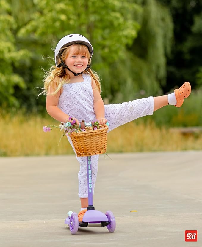 Teeny | 3 Wheel Mint Scooter for Kids & Toddlers Ages 3-6 Years | Flashing Wheels | Height Adjustable 53 to 70 cm | My First Scooter