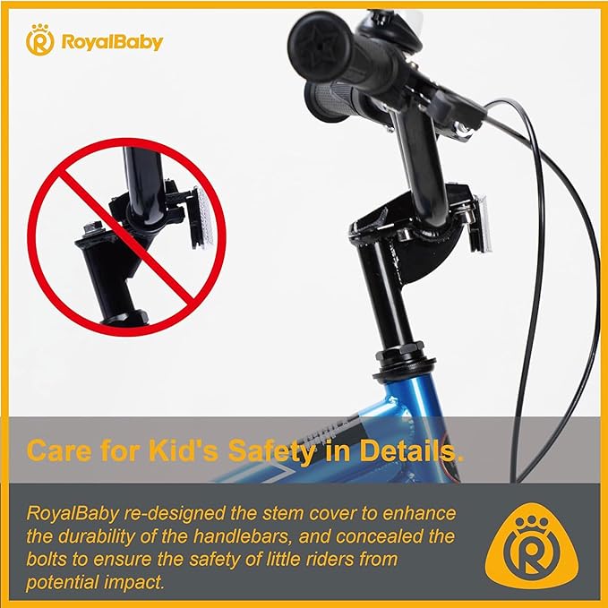 RoyalBaby Kids Bike EZ Balance to Pedal Dual Handbrake Toddlers Boys Girls Bicycle 12-20 Inch for Age 3-10 Years