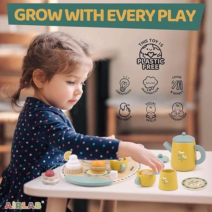 Tea Sets for Toddlers 3-5 Girl Birthday Gift 3 Year Old Princess Party Wooden Play Food Toy Sets for Kids Kitchen Accessories Age 3 4 5 6 Wood Educational Toys