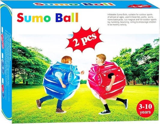 SUNSHINE-MALL 2 pc Sumo Balls for Kids, Bubble Bounce Ball, Lawn Game for Child Outdoor Team Gaming Play, Ages 3-12 (24 inch, 2 pcs)