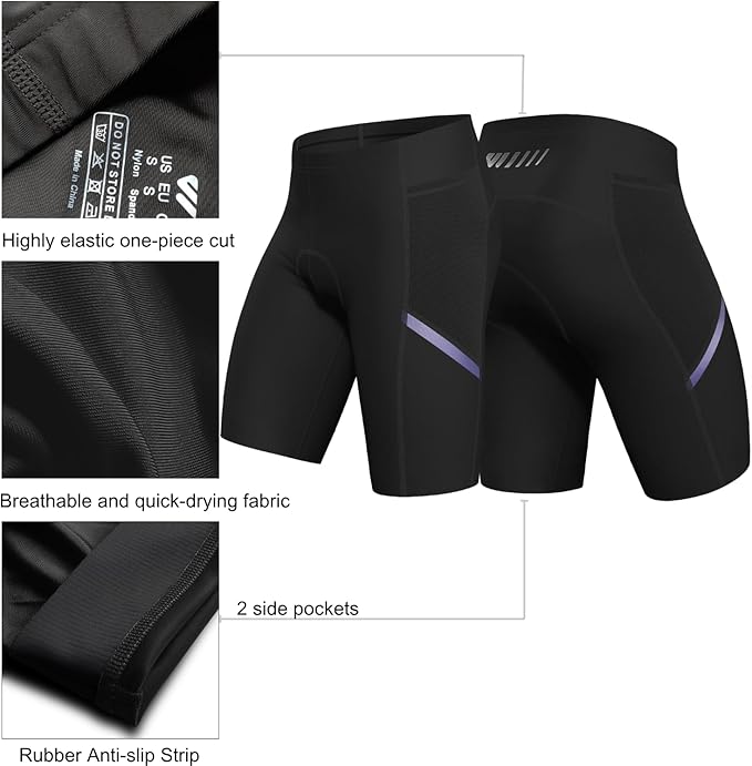 Wulibike Cycling Shorts Men Padded:Tights Highly Elastic Breathable Quick-Drying Road Bike Bicycle Shorts for Men Pockets