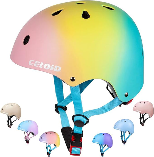 Kids Bike Helmet,Toddler Skateboard Helmets for Ages 2-3-5-8-14 Years Boys Girls，Adjustable Multi-Sport Bicycle Skateboarding Football Roller Skating Scooter Rollerblade Balance Bike Helmet