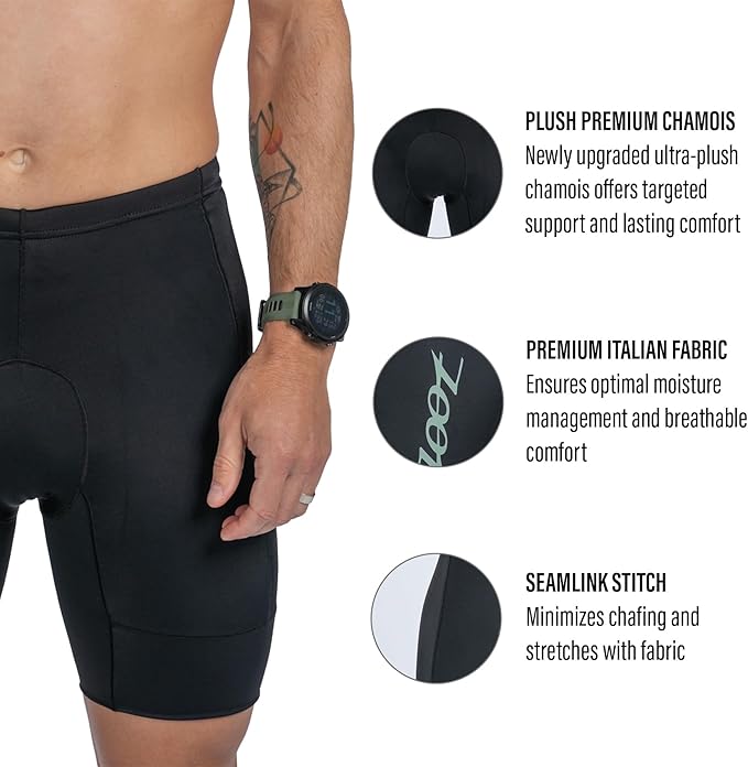 Zoot Men’s Core 7-Inch Tri Shorts, Quick Dry Performance Triathlon Shorts with Cycling Chamois Pad, Pockets & UPF 50+ Fabric