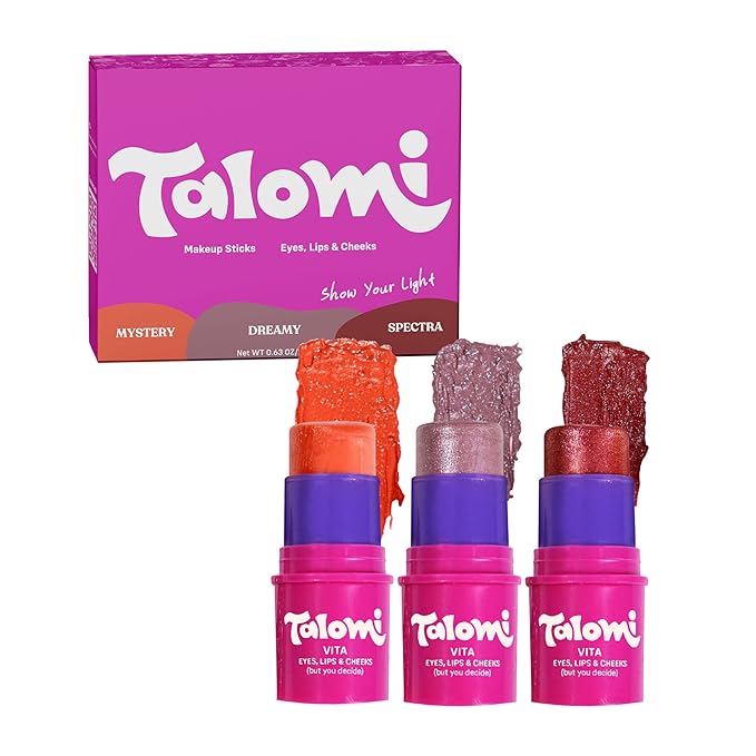 Vita Stick 3-in-1 Multistick Kids Makeup,– Non-Toxic, Plant-Based Makeup for Kids 8-12, Vegan, Cruelty-Free, Non-Comedogenic, Dermatologist Approved. (Trio Set: Show Your Light).