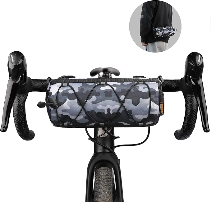 Rhinowalk Bike Handlebar Bag, Bicycle Front Bag Shoulder Bag Storage Bag with Shoulder Strap for Road Mountain Bike Cycling Travel