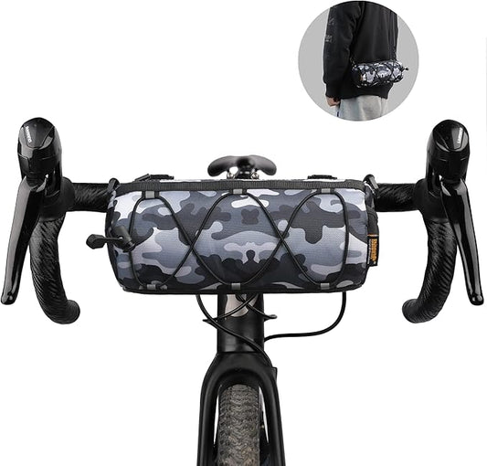 Rhinowalk Bike Handlebar Bag, Bicycle Front Bag Shoulder Bag Storage Bag with Shoulder Strap for Road Mountain Bike Cycling Travel