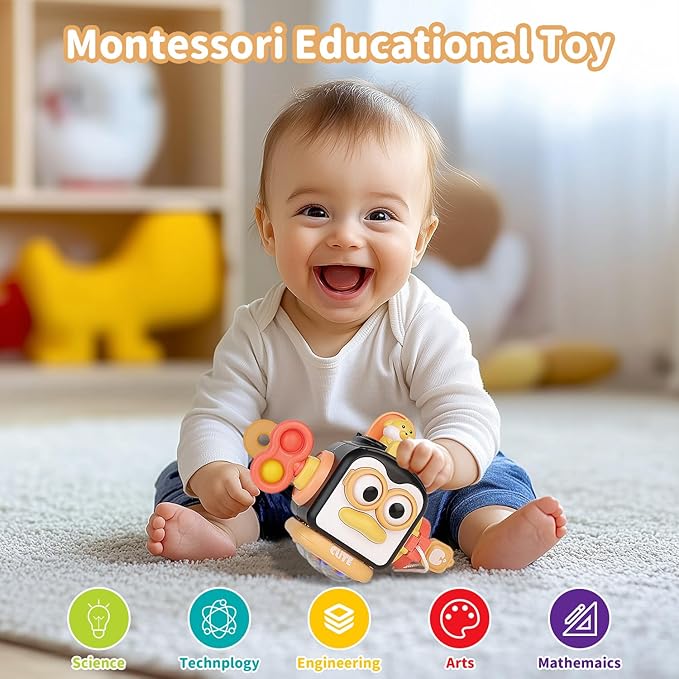 Montessori Toys for 1 Year Old,Sensory Toys for Toddlers 1-3,Baby Travel Activities Busy Board Cube,Fine Motor Skills Educational Toys,Birthday Gift for Kids Aged 6, 9, 10, 12, 18 Months