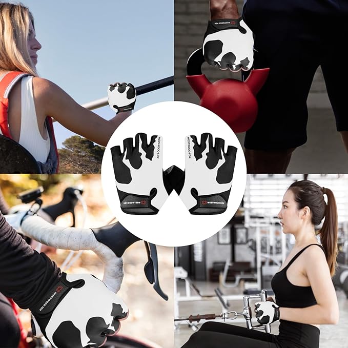 Cycling Gloves Half Finger Unisex Padded Grips Palm Bicycle Summer MTB Bike Gloves for Men Women Non-Slip Fingerless Short Mountain Bike Sports Hiking Climbing Gym