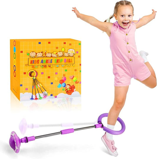 Ankle Skip Ball for Kids - Foldable Flash Wheel Skip Ball, Outside Game Toys for Kids & Adults, Gift for Boys & Girls Age 5 6 7 8 9 10 Years Old, Purple