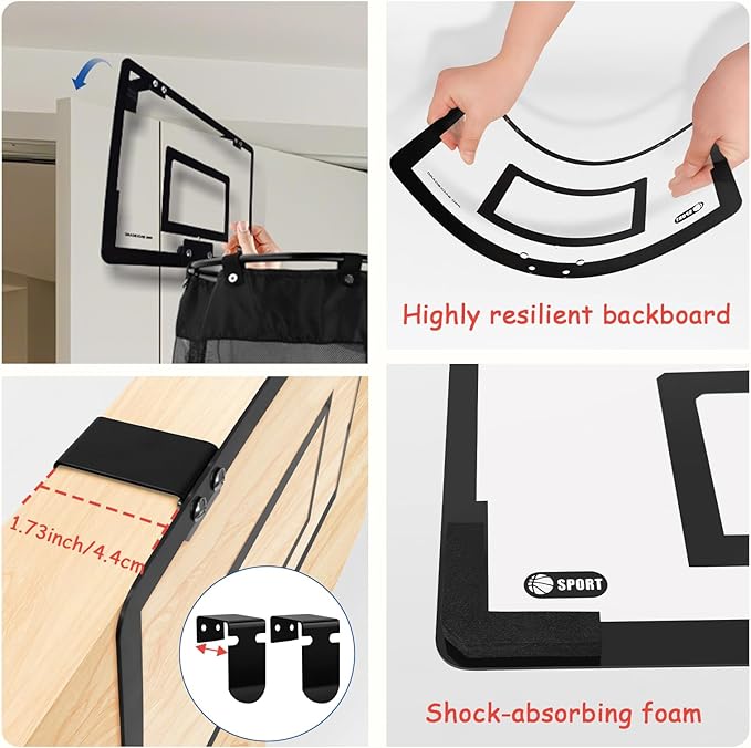 2-in-1 Over the Door Basketball Laundry Hamper and Basketball Hoop, Durable Hanging Sports Laundry/Clothes Basket with Hoop and a Bottom Zipper for Kids Teen Bedrooms, Dorm Rooms, Bathroom