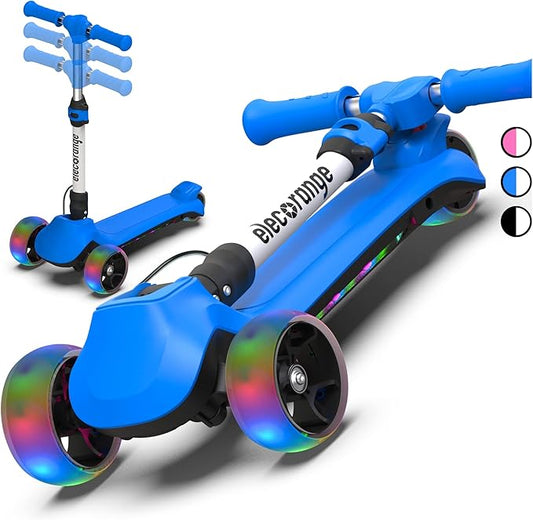 Elecorange Balance Electric Scooter for Kids Ages 2-9, 2025 Upgraded, Long Range, Friendly Thumb Throttle, Solid Wide Light Up Deck & Wheels, Adjustable Height, 5Mph Safe Limit, 60min Riding, Foldable