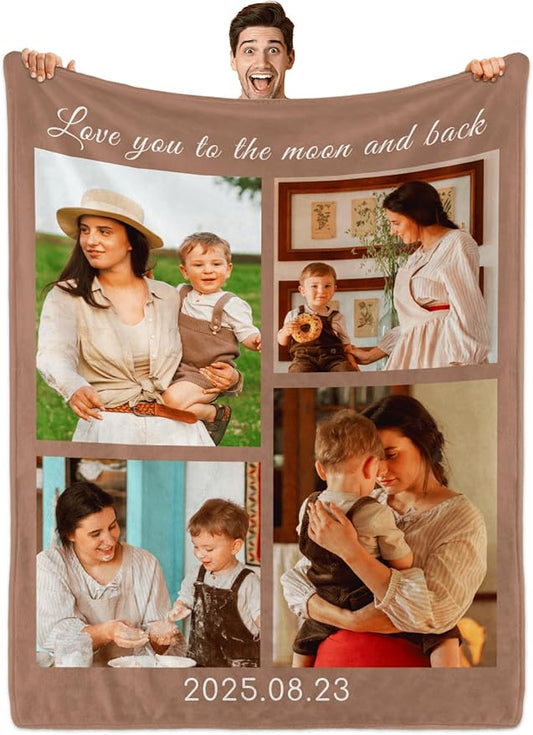 Custom Blanket with Photos, Personalized Blankets with Picture, I Love You Girlfriend Boyfriend Couples Gifts, for Birthday Christmas Women Men Adult Kids Mom Dad Wife Husband