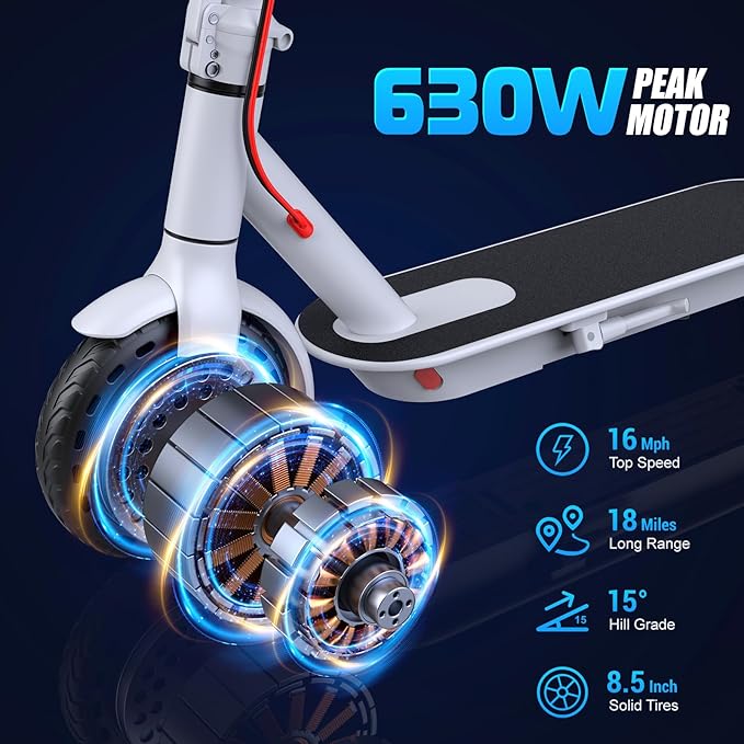 Caroma Electric Scooter Adults, Powerful 350W/500W/750W Motor, Top Speed 20/25 Mph & 18/25/30 Miles Range, 8.5" Solid Tires, Cruise Control E Scooter for Adults (Multiple Options)