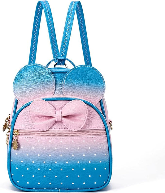 KL928 Girls Mini Backpack Bowknot Polka Dot Cute Small Daypacks Convertible Shoulder Bag Purse for Women