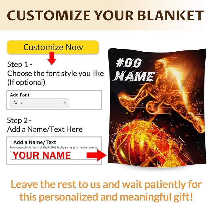 Personalized Basketball Blanket, Adults Blanket, 80 x 60 Inches Basketball Throw Blanket, Gift for Kids, Adults, Warm Lightweight Flannel Throw Blanket for Bed, Living Room Sofa