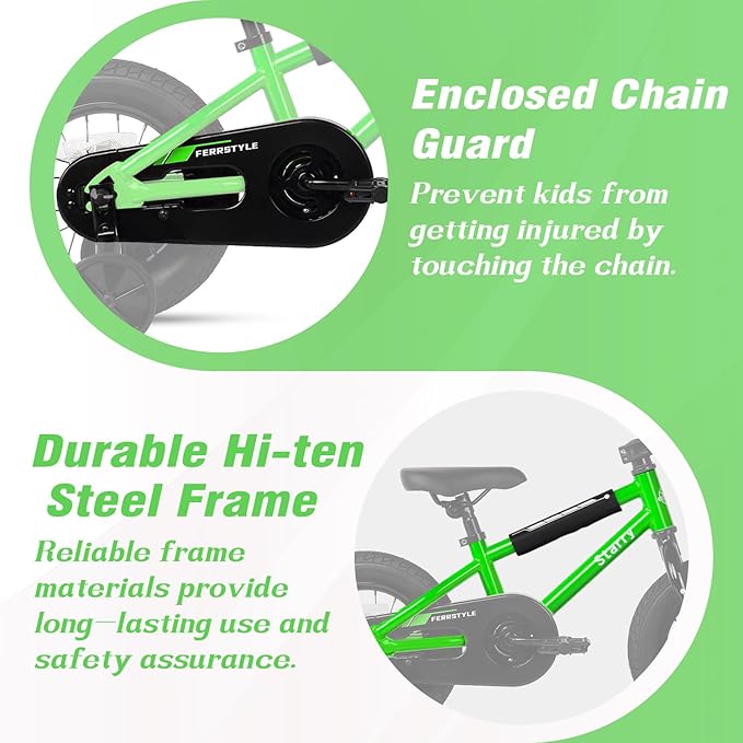 12 14 16 18 Inch Kids Bike BMX Style Bicycle with Training Wheels Coaster Brake for 2-10 Years Old Toddlers Boys Girls Multiple Colors