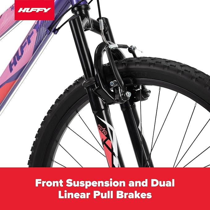 Huffy Stone Mountain Hardtail Mountain Bike for Boys/Girls/Men/Women, 20"/24"/26" Sizes, 6 or 21 Speed Shimano Twist Shifting, Front or Dual Suspension, Comfort Saddle, Sleek Colors