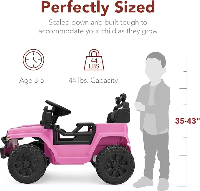 Best Choice Products 6V Kids Ride On Toy, Mini Truck, Electric Play Car w/Parent Remote Control, 4-Wheel Suspension, LED Lights, 2 Speeds, Functional Horn, 3.1MPH Max Speed - Pink