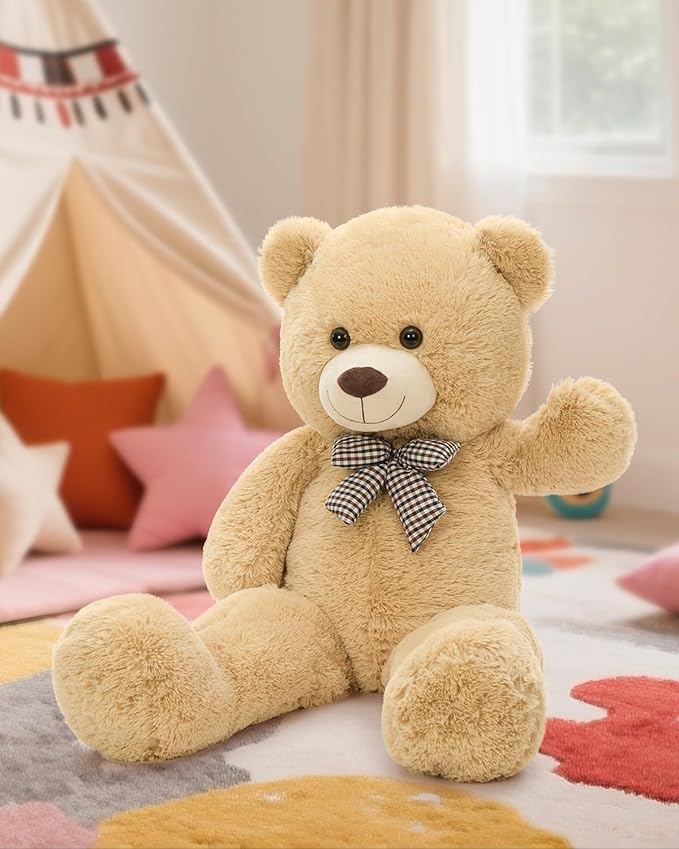MaoGoLan Giant Teddy Bear Plush Toy - Ultra Soft & Cute Large Stuffed Animal 39 inches, Perfect for Baby Showers, Birthdays, Valentine’s Day Gifts (Kids, Couples, Family), Tan