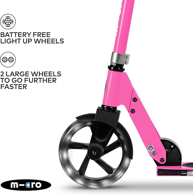 Micro Kickboard - Micro Cruiser LED - Two Wheeled, Fold-to-Carry Swiss-Designed Micro Scooter for Kids with Smooth Gliding Light-Up, Large Wheels for Ages 6+