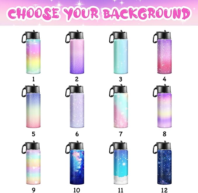 Personalized Water Bottles for School Custom Water Bottle for Kids with Name 18oz Insulated Sport Stainless Steel Cup with Straw Lid Customized Easter Birthday Back to School Gifts for Boys Girls