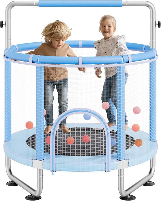 VEVOR 5FT Trampoline 50"/55"/56 * 35" for Indoor/Outdoor use for Toddlers, Foldable Mini Baby with Foam Handle, Recreational Birthday Gift