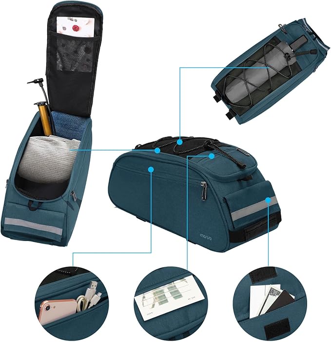 MOSISO Bike Rack Bag, Waterproof Bicycle Trunk Pannier Rear Seat Pouch Cycling Bike Carrier Backseat Storage Luggage Saddle Shoulder Bag