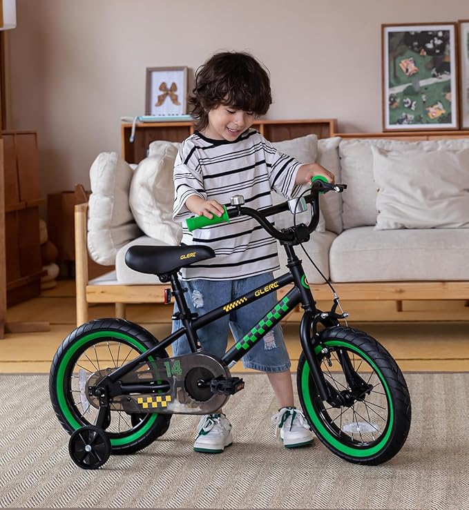 Glerc NuNu 12 14 16 Inch Kids Bike BMX Style for 2-8 Years Old Boys Girls, Toddler Bicycles with Training Wheels & Coaster Brake, Multiple Colors