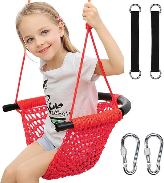 Hi-Na Kids Tree Swing Seat for Kids Rope Swing Seat, Indoor Swing for Kids Outdoor, Backyard Swing Tree Swing Seat Door Swing (Red)