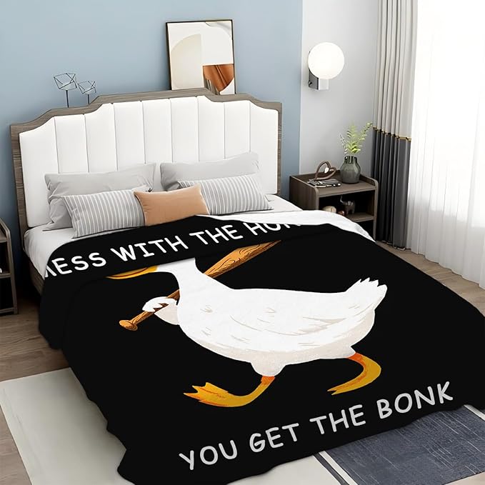 Duck Blanket for Kids, Funny Duck Lovers Fleece Blanket Gifts for Boys Girls, Warm Cozy Soft Flannel Stuff for Bed Sofa Couch 80" x 60"