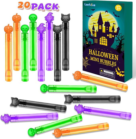 Halloween Treats Non Candy for Toddlers 20 PCS, Mini Bubble Wands Prizes Toys Gifts Bags for Kids, Small Halloween Birthday Classroom Party Basket Goody Bag Stuffer Trinkets Stuff for Boys Girls