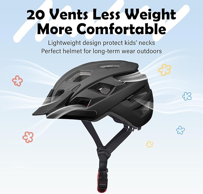 Kids Bike Helmet, 2 Size Adjustable for Youth Toddler Boys & Girls 3-5-8-10-12-14 Years, Child Helmets with Visor for Skating Cycling Scooter