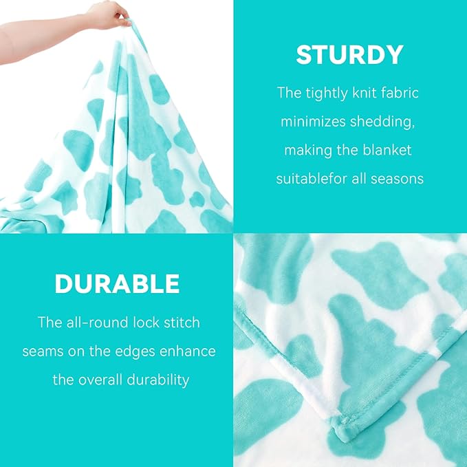 Blue Fleece Throw Blanket for Couch & Bed - Lightweight Soft Blankets for Women Fuzzy Plush Bedding, Sky Blue Gifts Room Decor for Teen Girls