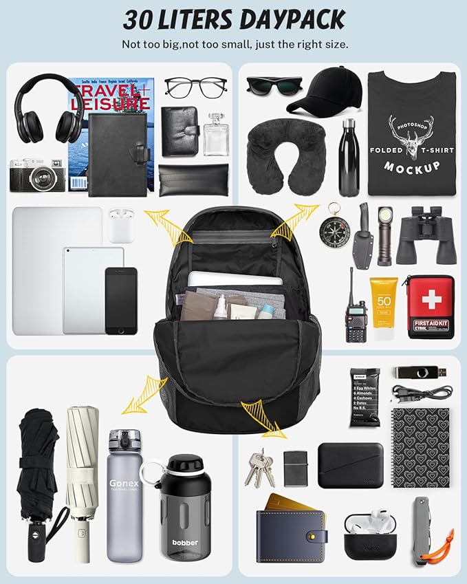 Gonex 30L Ultra Lightweight Packable Backpack, Handy Foldable Daypack for Camping Outdoor Travel Cycling Backpacking